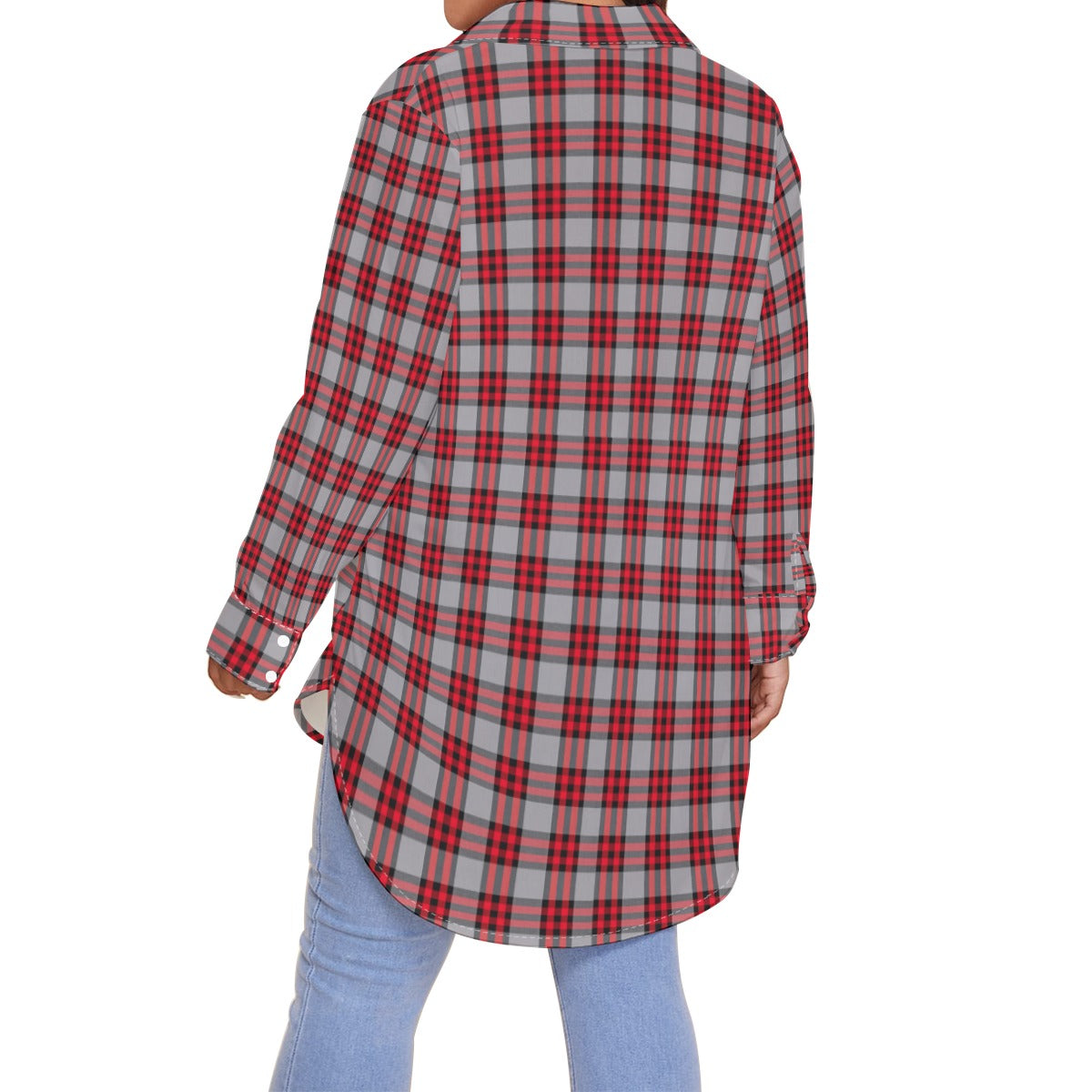 Ohio State Tartan Plaid Buckeyes Women's Shirt With Long Sleeve(Plus Size)