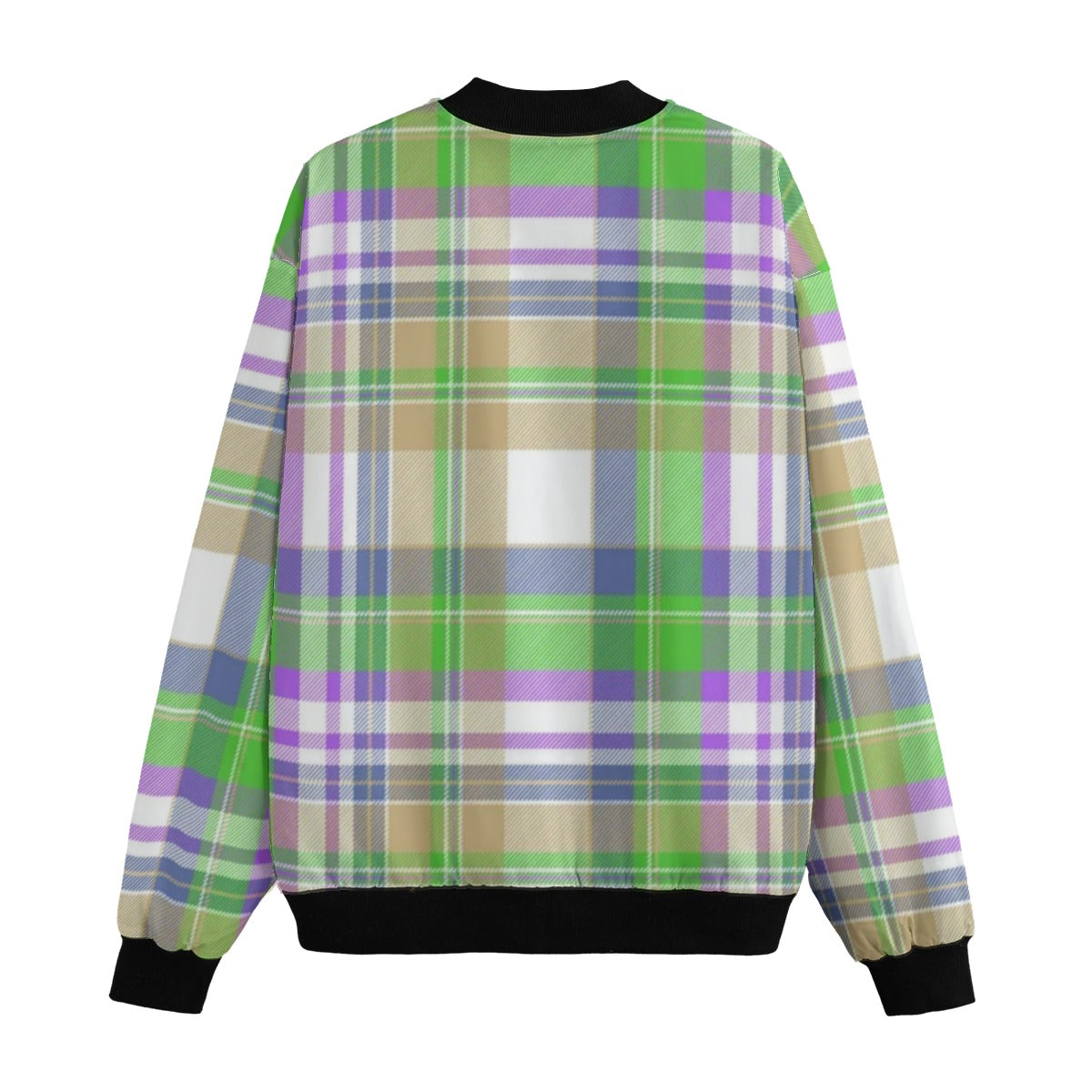 Isle of Skye – purple green and white tartan Fleece Bomber Jacket
