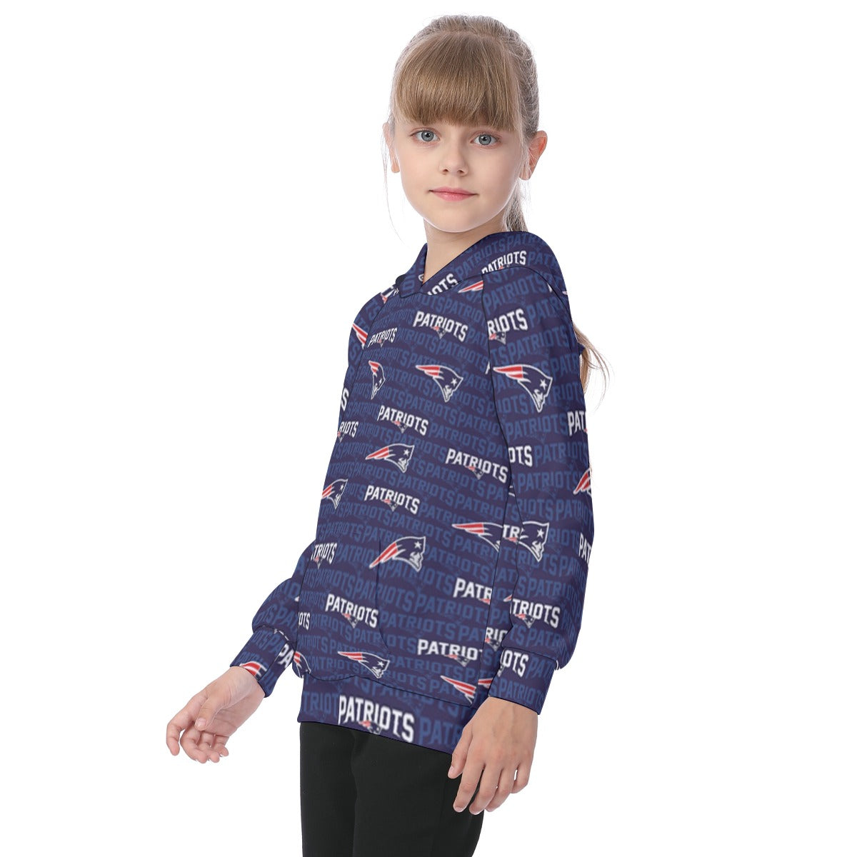 New England Football Game Day All-Over Print Kid's Raglan Pullover Hoodie