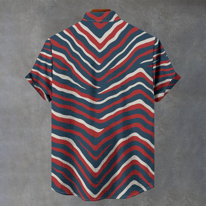 New England Football Game Day All-Over Print Men's Stand Collar Shirt|110GSM Imitation Flax