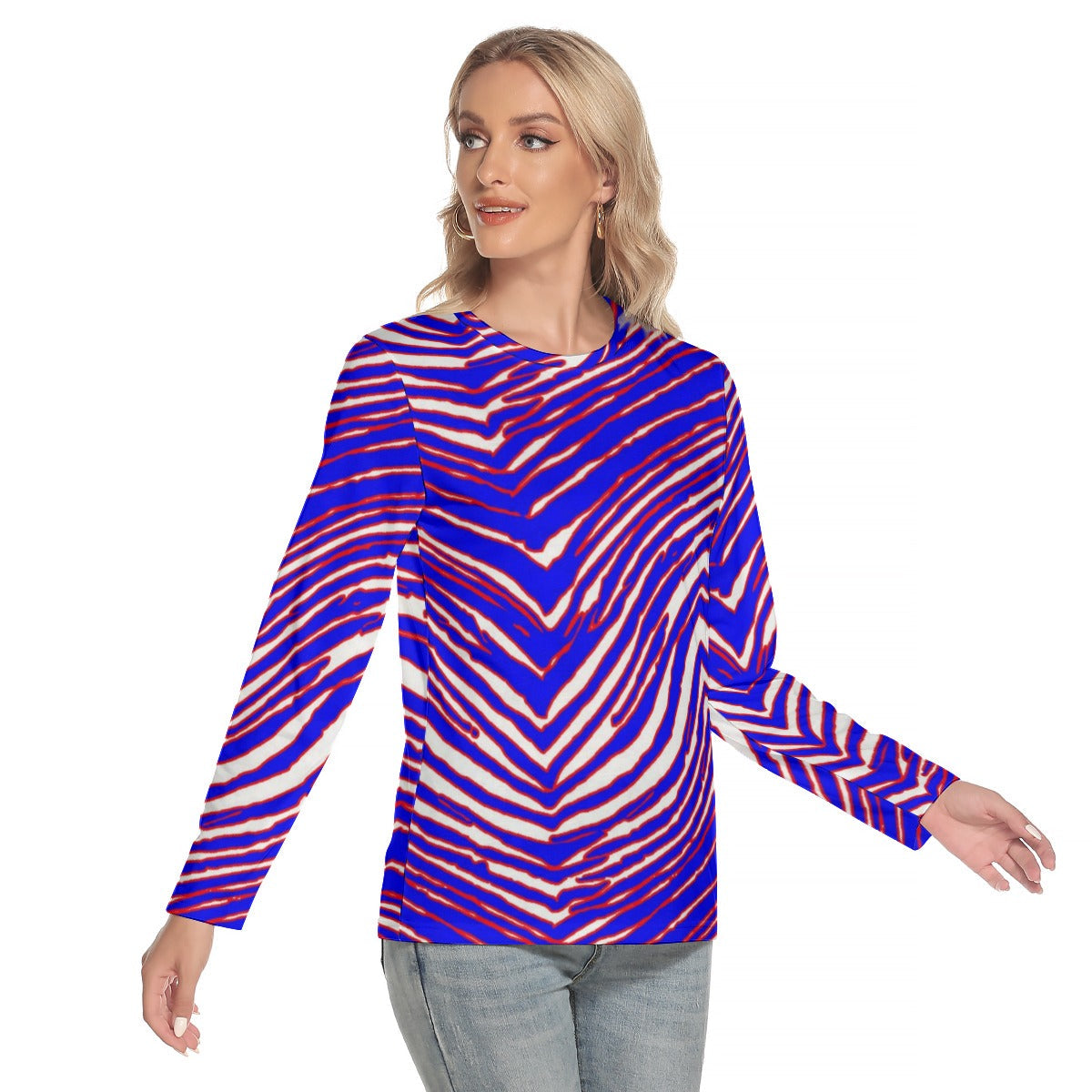 Buffalo Bills Zubaz Women's O-neck Long Sleeve T-shirt