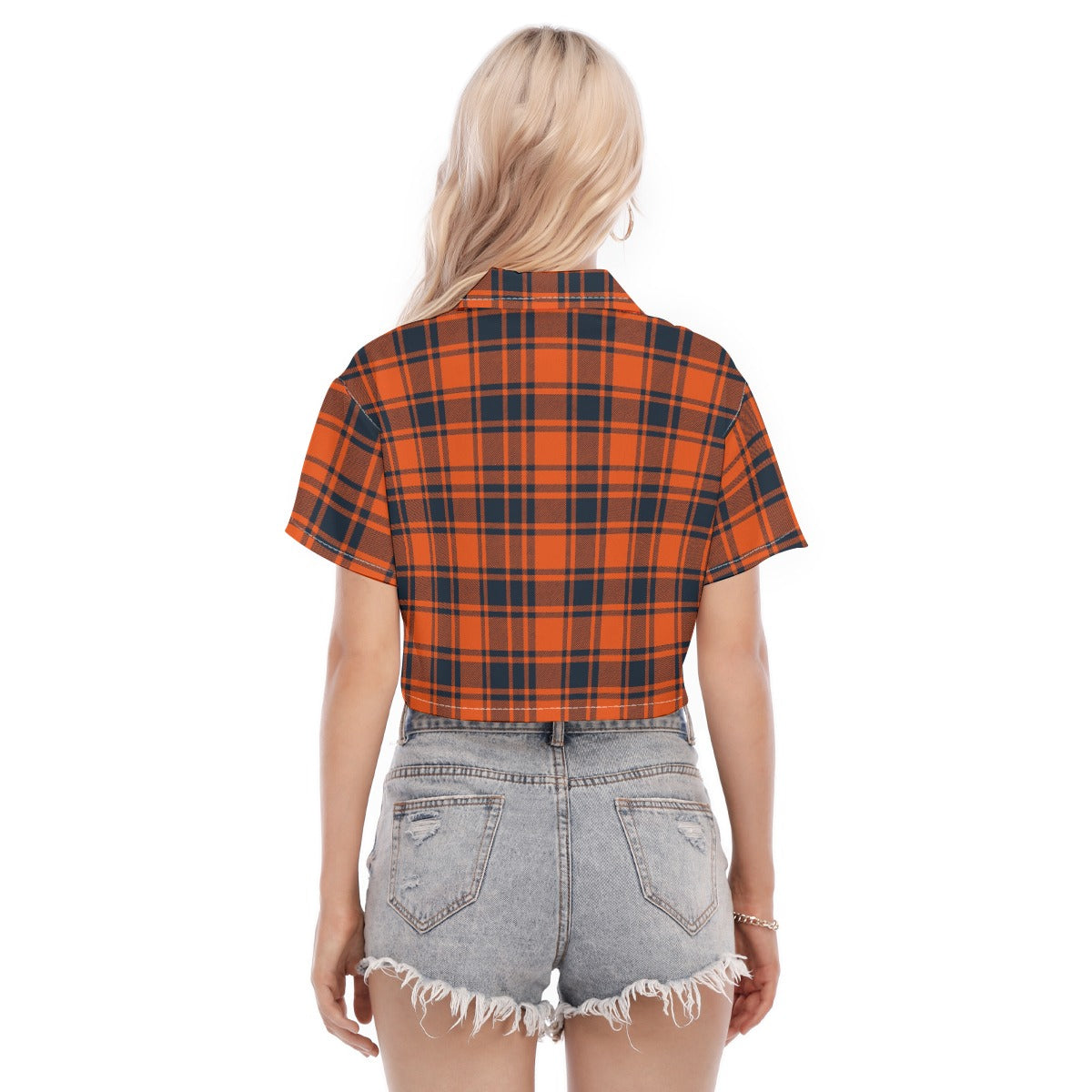 Illinois Urbana - Fighting Illini Tartan Plaid Women's Cropped Shirt