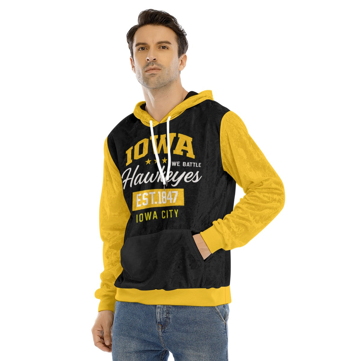 Urban Legend Iowa Hawkeyes Black Gold Men’s Velvet Pullover Hoodie