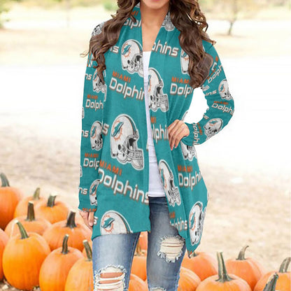 Miami Football Game Day All-Over Print Women's Cardigan With Long Sleeve