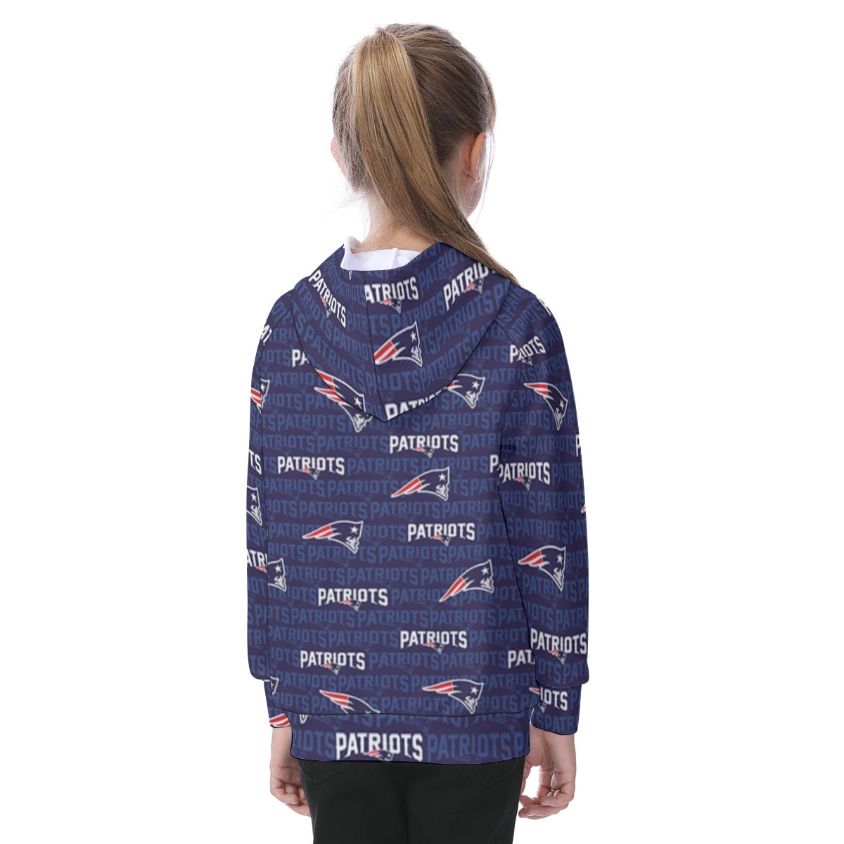 New England Football Game Day All-Over Print Kid's Raglan Pullover Hoodie
