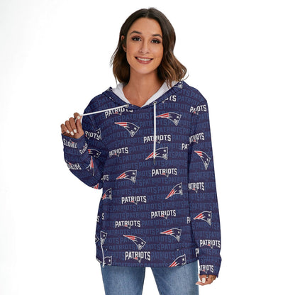New England Football Game Day All-Over Print Women's Heavy Fleece Zip-on-the-Side Hoodie