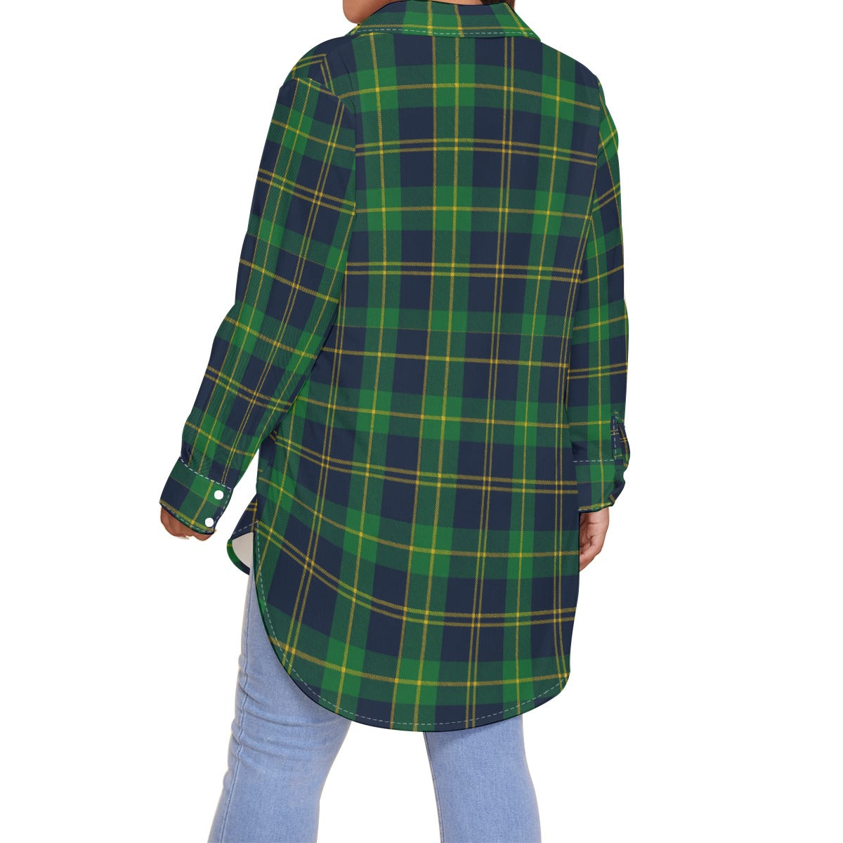 Notre Dame Tartan Plaid Fighting Irish Women's Shirt With Long Sleeve(Plus Size)