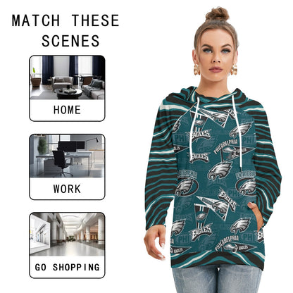 Philadelphia Football Game Day All-Over Print Women's Hoodie With Double Hood