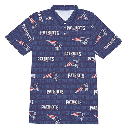 New England Football Game Day All-Over Print Men's Short Sleeve Polo Shirt With Button Closure