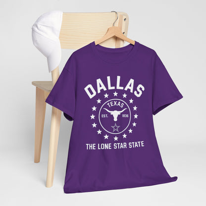 Dallas Lone Star Tee, Unisex Cotton Shirt, Texas Pride T-Shirt, Casual Wear for Festivals, Perfect Gift for Texans