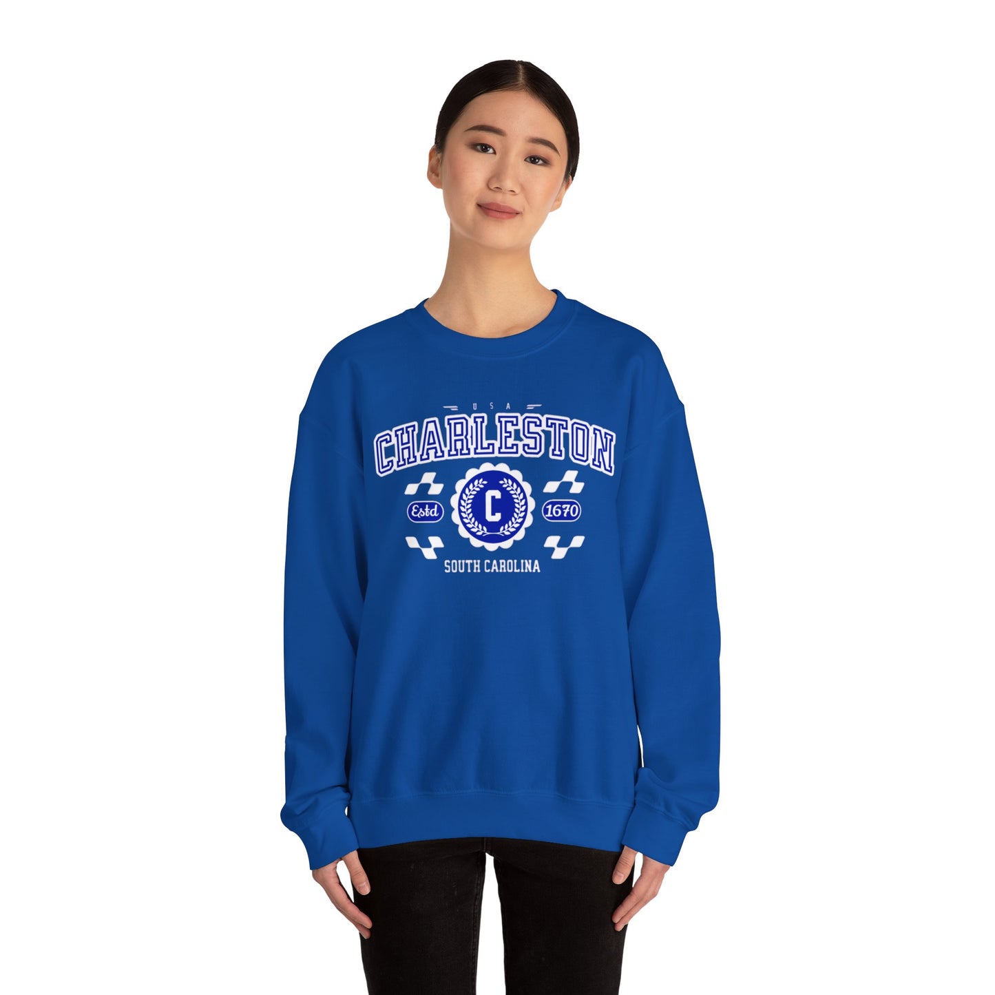Vintage Charleston South Carolina SC Athletic Sports Design Crewneck Sweatshirt