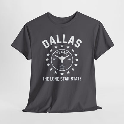 Dallas Lone Star Tee, Unisex Cotton Shirt, Texas Pride T-Shirt, Casual Wear for Festivals, Perfect Gift for Texans