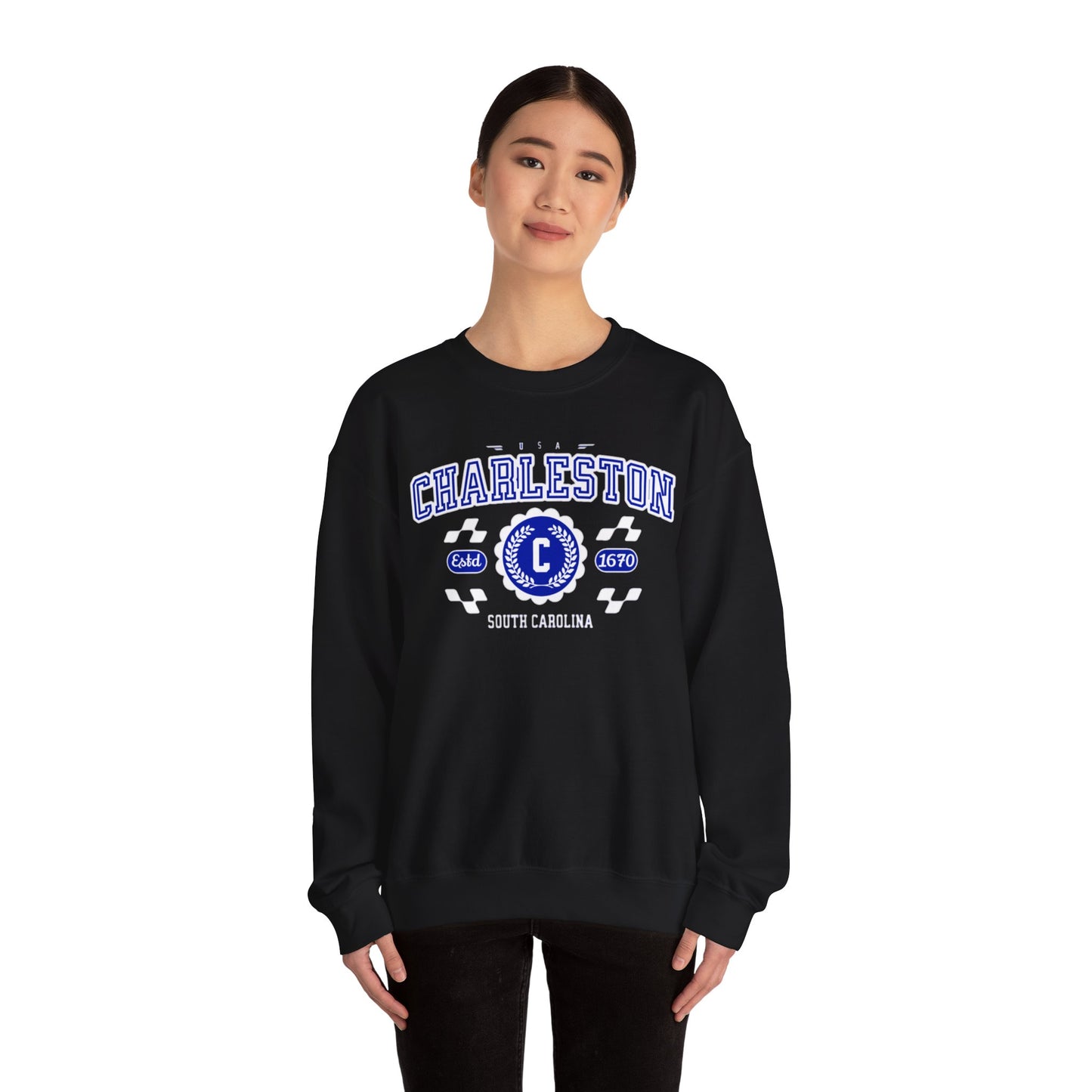 Vintage Charleston South Carolina SC Athletic Sports Design Crewneck Sweatshirt