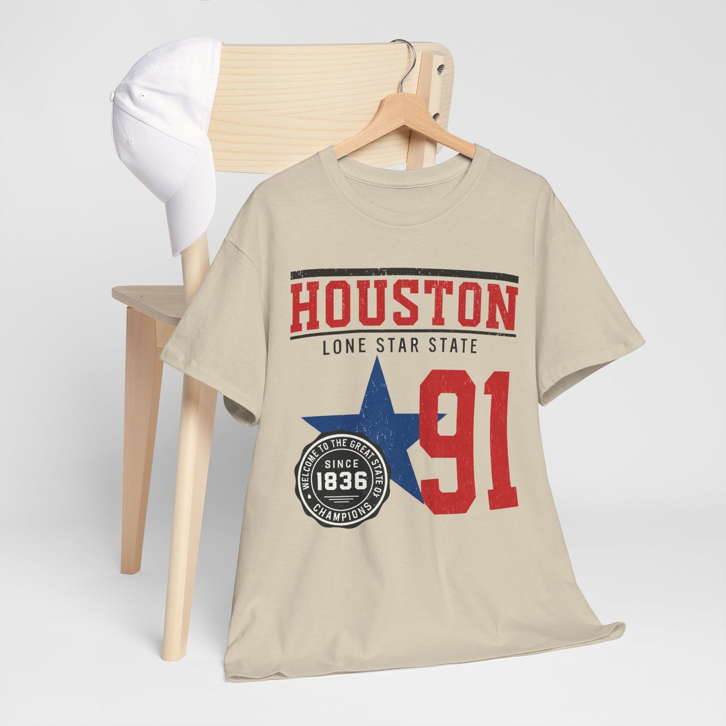 Houston Lone Star State Tee - Unisex Heavy Cotton Shirt, Casual Wear, Gift for Texans, Travel Souvenir, College Spirit
