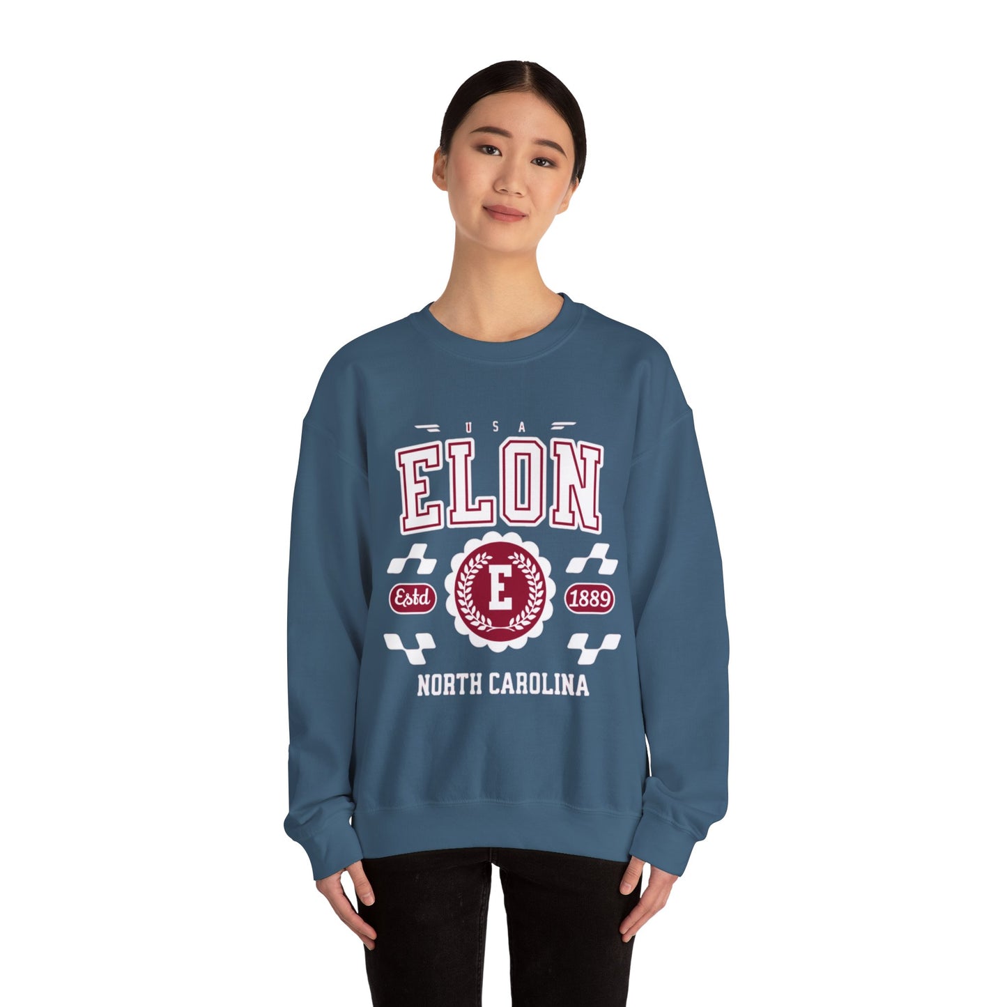 Vintage Elon North Carolina NC Athletic Sports Design varsity pullover sweater Crewneck Sweatshirt