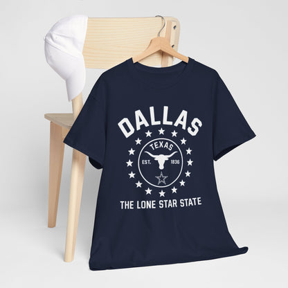 Dallas Lone Star Tee, Unisex Cotton Shirt, Texas Pride T-Shirt, Casual Wear for Festivals, Perfect Gift for Texans