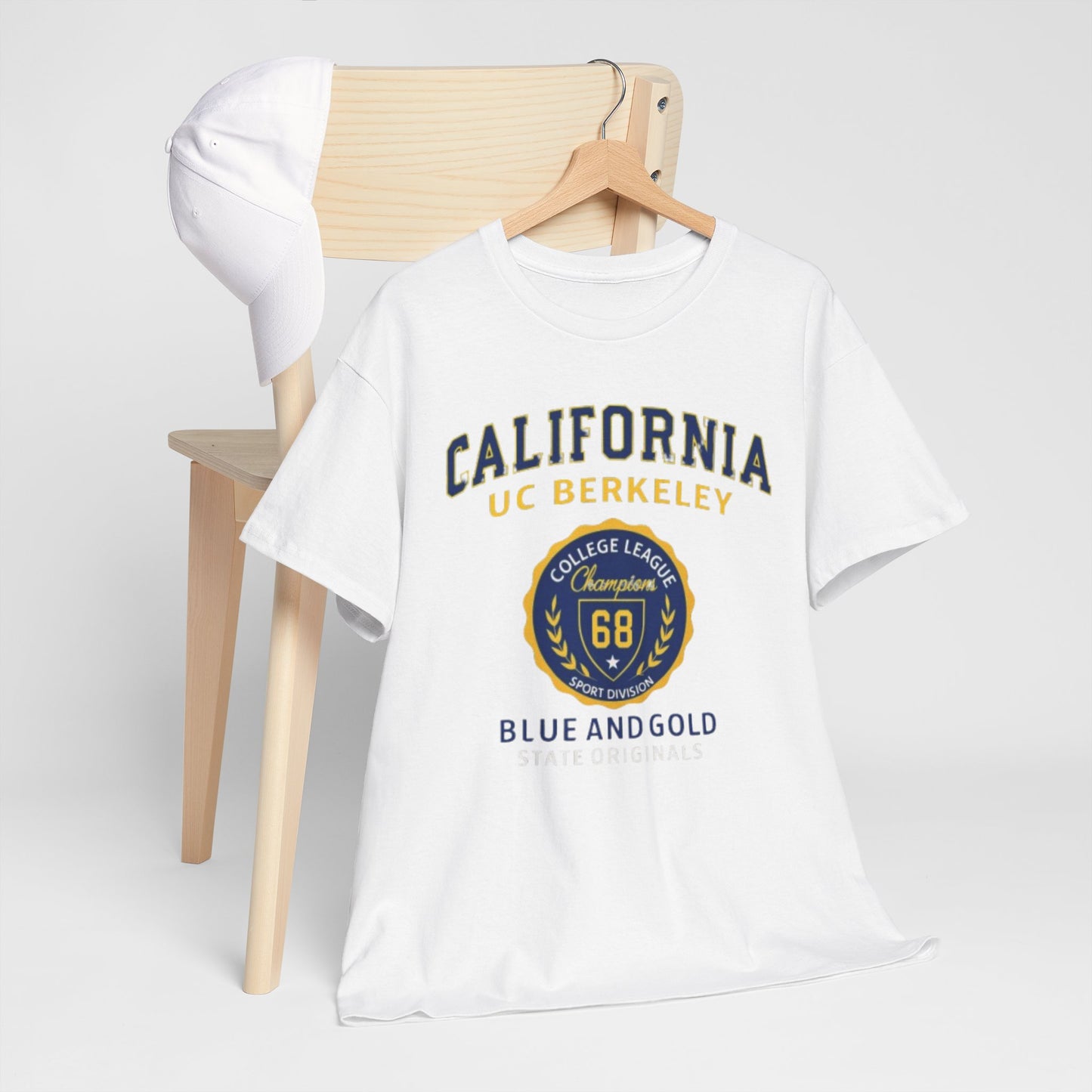 California College League Heavy Cotton T-Shirt – Vintage State Design for Students, Alumni and Game Day Events