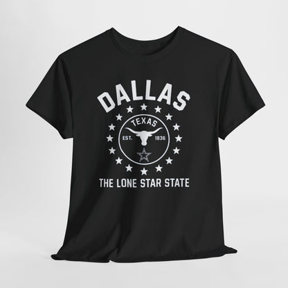 Dallas Lone Star Tee, Unisex Cotton Shirt, Texas Pride T-Shirt, Casual Wear for Festivals, Perfect Gift for Texans
