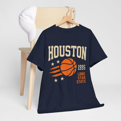 Houston Basketball Vintage Unisex Heavy Cotton Tee, Sports T-Shirt, Gift for Him, College Gear, Retro Style, Casual Wear