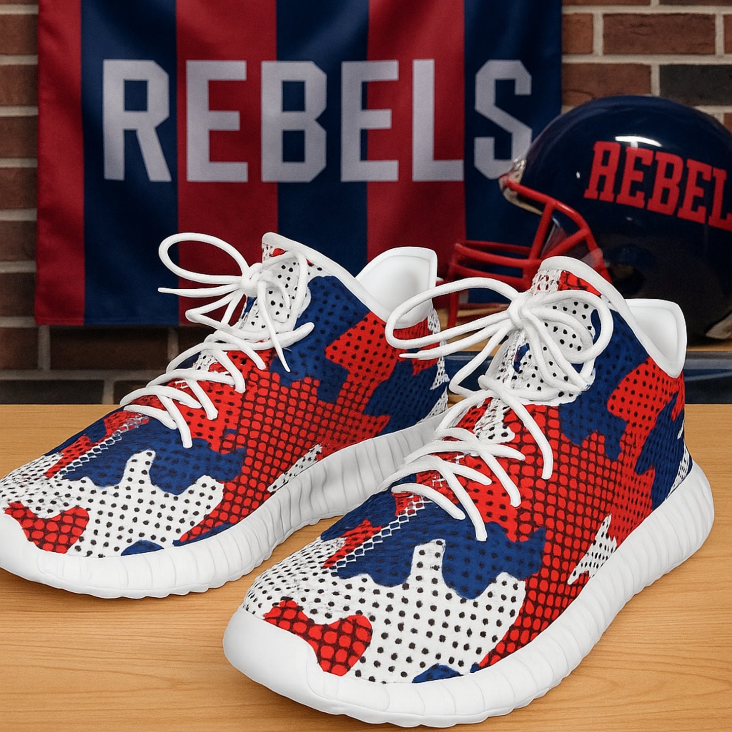 Urban Legend Mississippi Ole Miss Rebels Red Navy White Camo Men's Coconut Sneakers Shoes