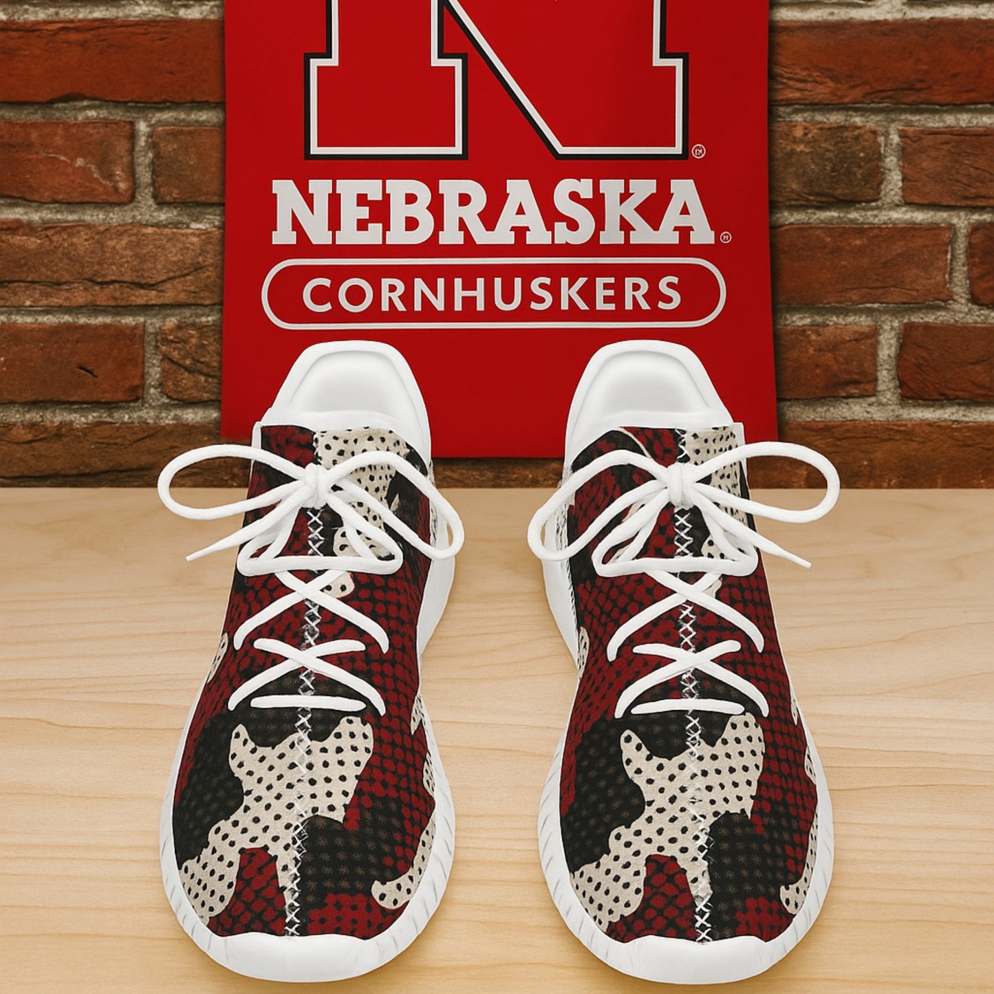 Urban Legend Nebraska Lincoln Cornhuskers Red White Black Camo Coconut Sneakers Shoes