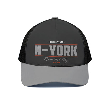 Black and gray cap with 'N-York' text on a white background
