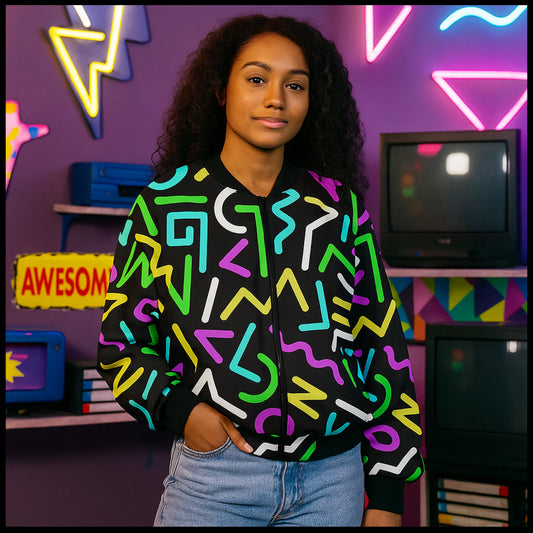 Urban Legend 90s Street Art and Retro Rhythm – 80s Fleece Bomber Jacket