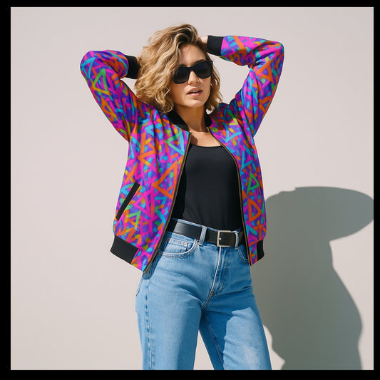 Graffiti Explosion seamless pattern geometric bunch Fleece Bomber Jacket