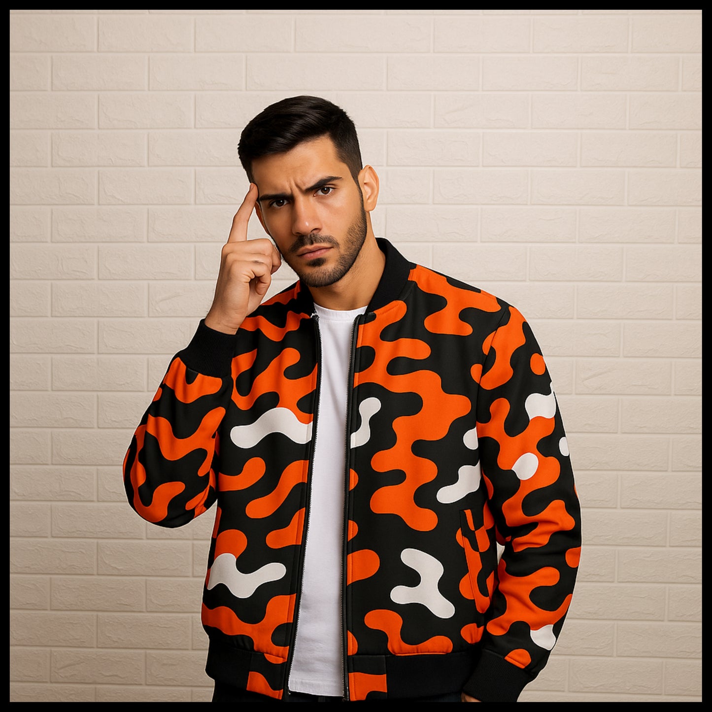 Cincinnati Bengals Camo Fleece Bomber Jacket – Orange, Black and White NFL Streetwear