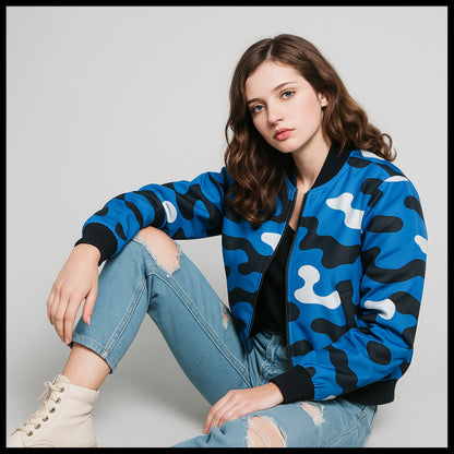 Carolina Panthers Camo Fleece Bomber Jacket – Black, Blue and Silver NFL Streetwear