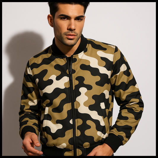 New Orleans Saints Camo Fleece Bomber Jacket – Black, Gold and White NFL Streetwear
