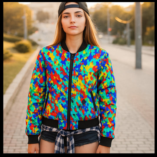 Graffiti Explosion Festive Decoration Colorful Abstract Seamless Fleece Bomber Jacket – Urban Street