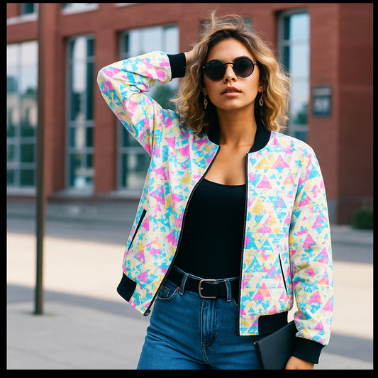 Graffiti Explosion Brushpen Textile Doodle Seamless Fleece Bomber Jacket – Urban Streetwear Style