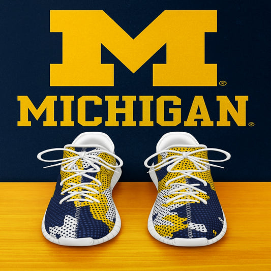 Urban Legend Michigan Wolverines Navy Maize White Camo Coconut Sneakers Shoes